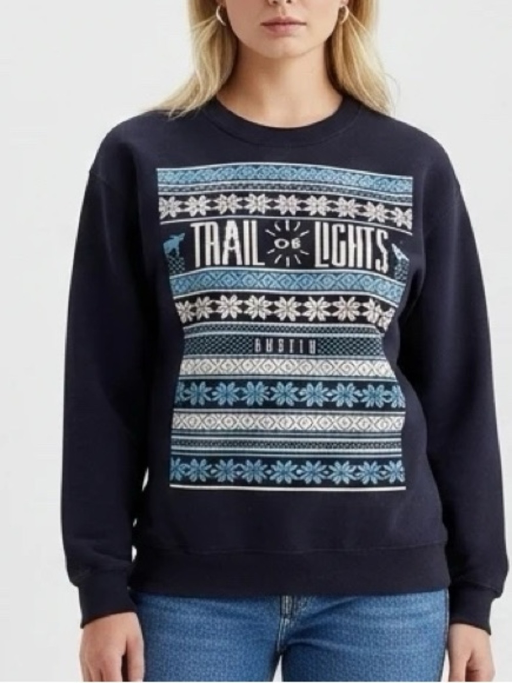 Zilker Trail of Lights Austin TX Blue Crewneck Sweatshirt